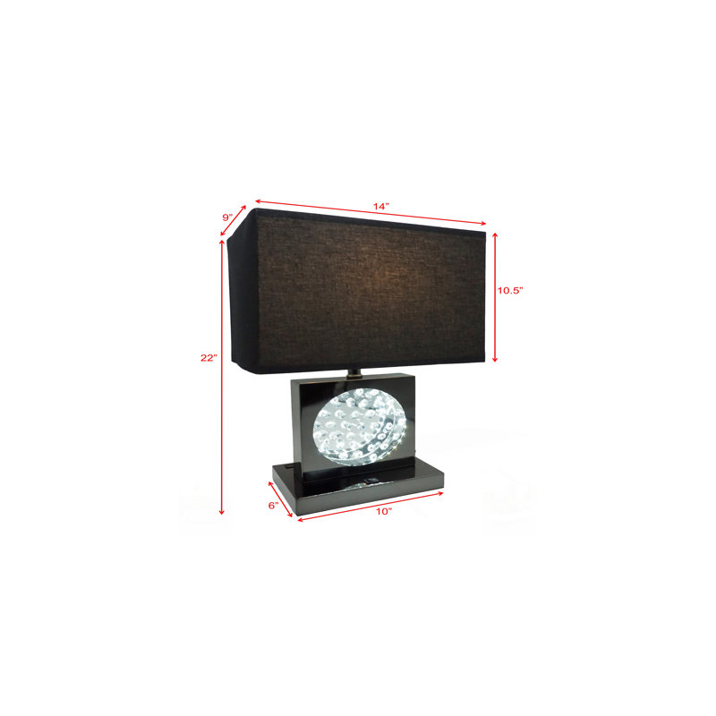 Abat-jour rectangulaire en cristal 1pc, Nickel, Black