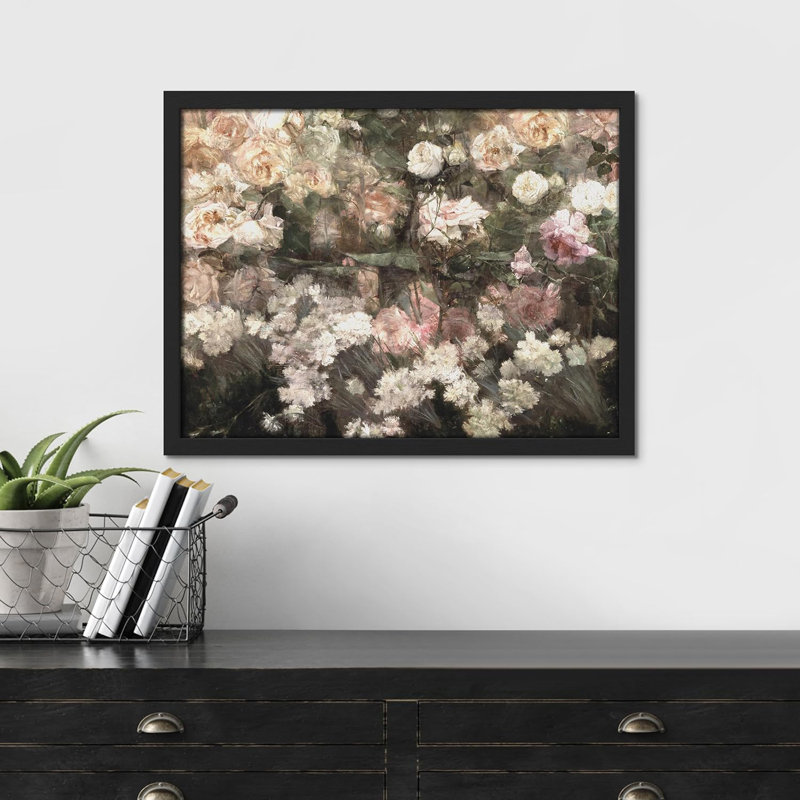 " Vibrant Flower In Vase Wall Art Floral Botanical Prints Decor For Living Room Bedroom ", Black, 11" H x 14" W x 0.75" D
