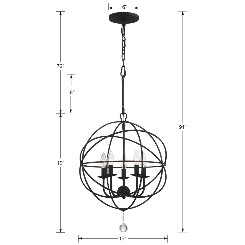 Mini-lustre noir 5 lumières Lacie-Jayne