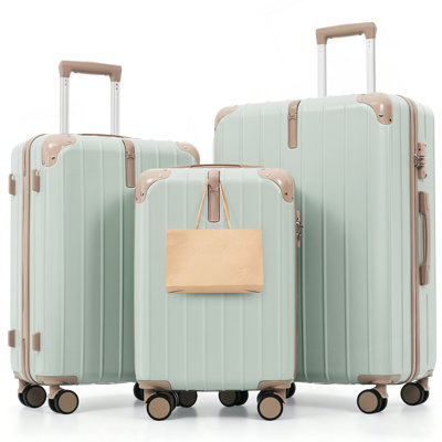 Ensemble de valises de voyage en ABS de qualité supérieure, ensemble de valises à verrou TSA 3 pièces avec des tailles de 20, 24 et 28 pouces avec des roues pivotantes à 360 °