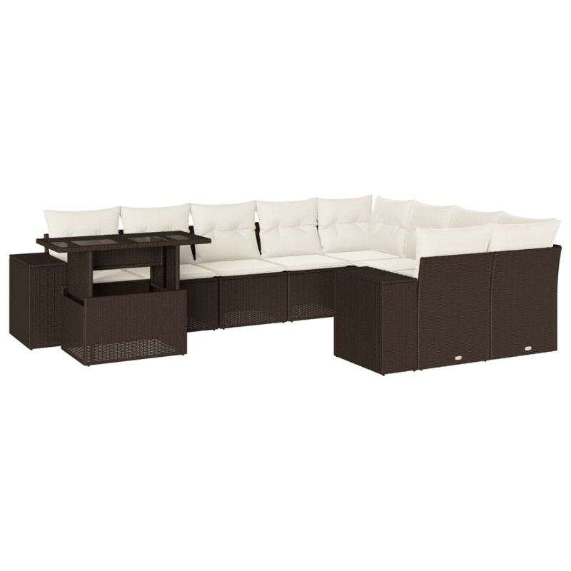 Ensemble de canapé de jardin Vidaxl brun, blanc crème