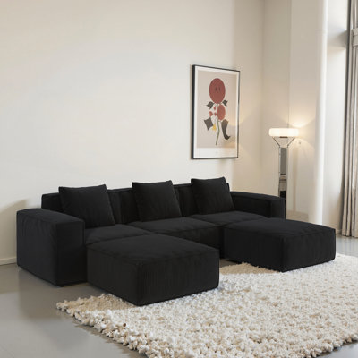 Canapé-lit modulaire de 118 pouces avec tissu en velours de nuage, conception convertible et mousse à haute densité pour un confort et une flexibilité ultimes