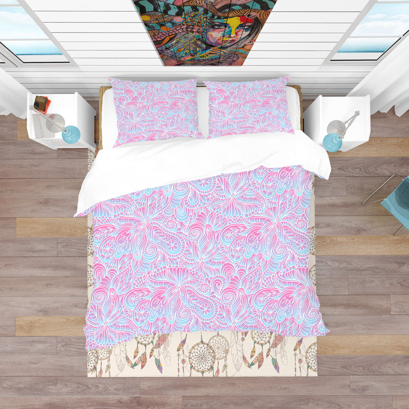 Ensemble de housse de couette bohème et éclectique, Housse de couette très grand + 2 taies décoratives