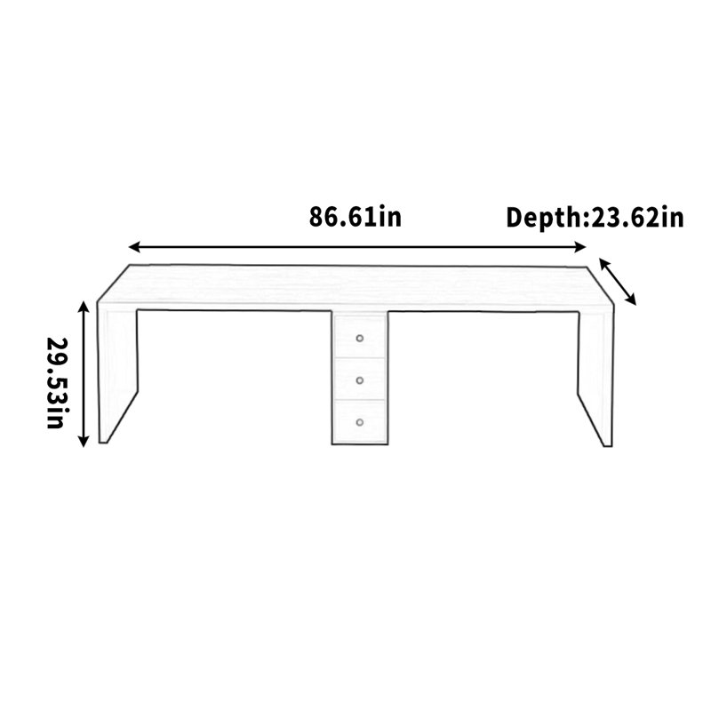 Writing Desks, 29.53" H x 86.61" W x 23.62" D