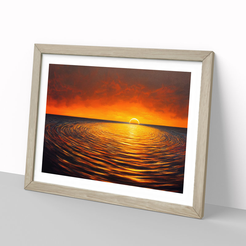 Fascinating Sunset Seascape - Framed Print, 34cm H x 46cm W x 2cm D, Oak Framed