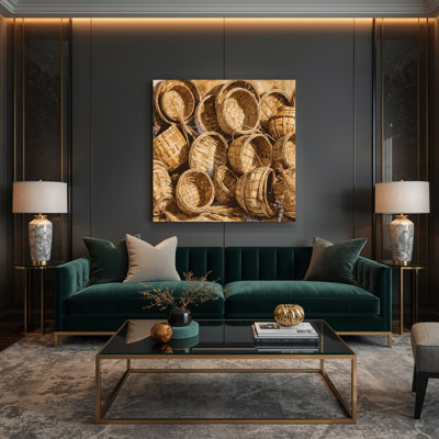Farm Woven Baskets Brown Canvas Wall Art
