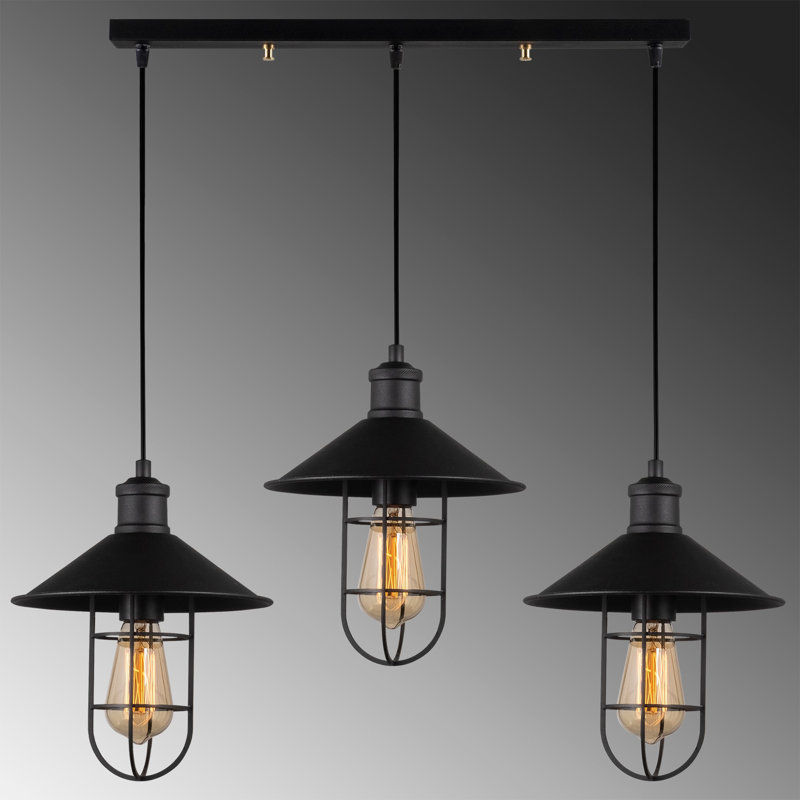 Luminaire suspendu géométrique à 3 lumières pour îlot de cuisine Eastwood