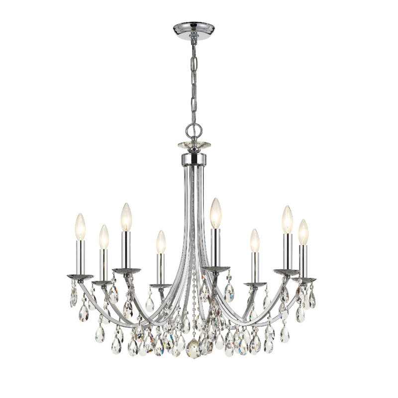 Lustre unique à 8 lumières Mahone, Strass Swarovski, Or antique