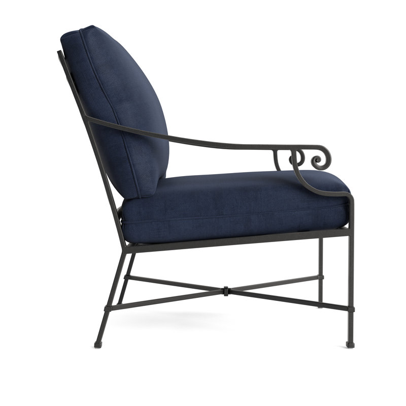 Venetian Outdoor Lounge Chair, Textured Pewter, Fusion Neptune