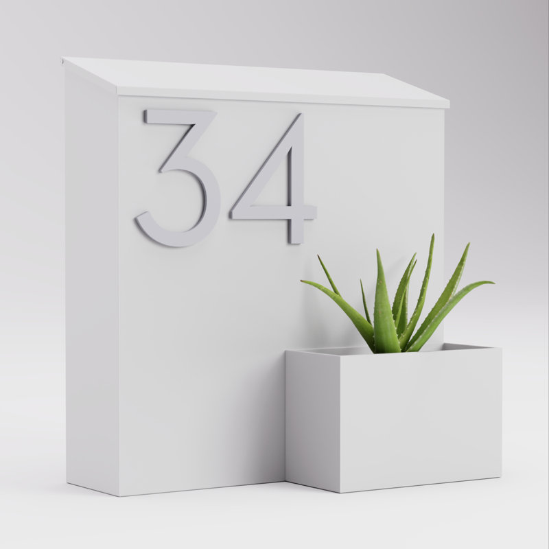 Boîte aux lettres murale en acier Greetings, Argent, Blanc, Oui