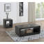 Table basse rectangulaire de style contemporain avec socle et tablette inférieure ouverte au fini noir