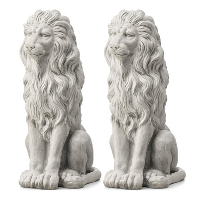 27.75"H Oversized MGO Guardian Sitting Lion Garden Statue (Set of 2)