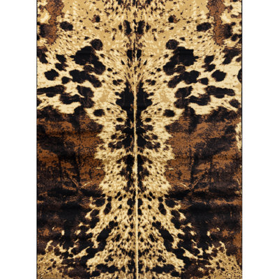 5 Ft. 3 In. X 7 Black Cowhide Area Rug, 100% Polypropylene, Jute Backing, Soft , Stain , & Pet , 0.4 Pile For Under Furniture And Entryways Suitable High Traffic Areas