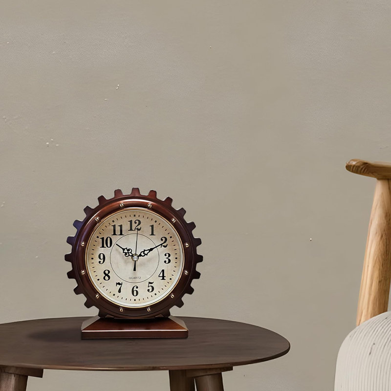 Amairani Analog Electric Tabletop Clock, Dark Brown