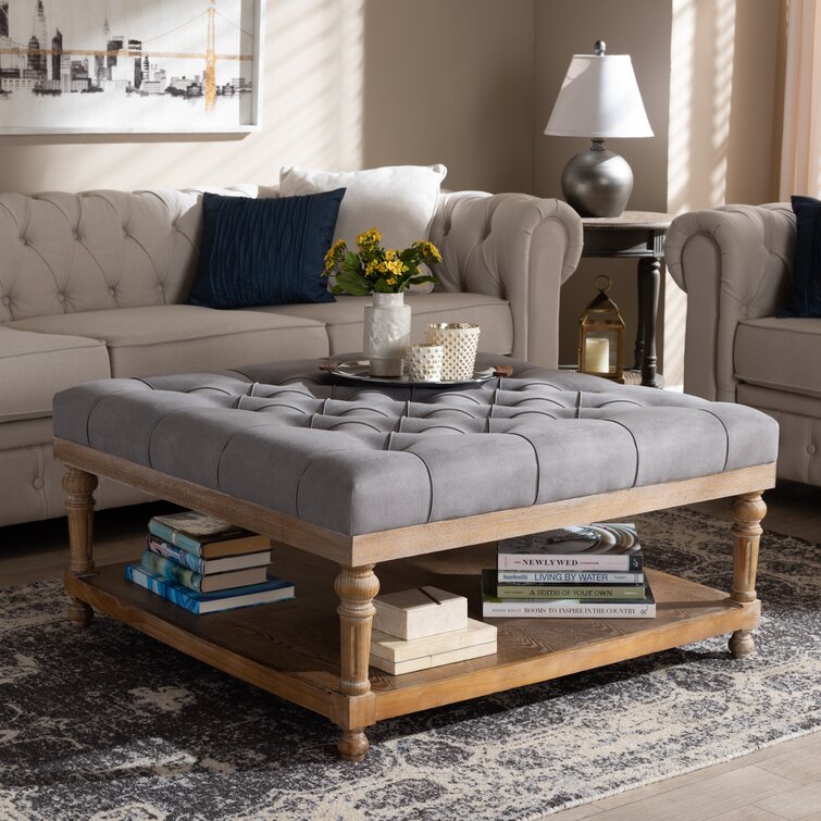 Ora 37.8" Tufted Square Cocktail with Storage Ottoman