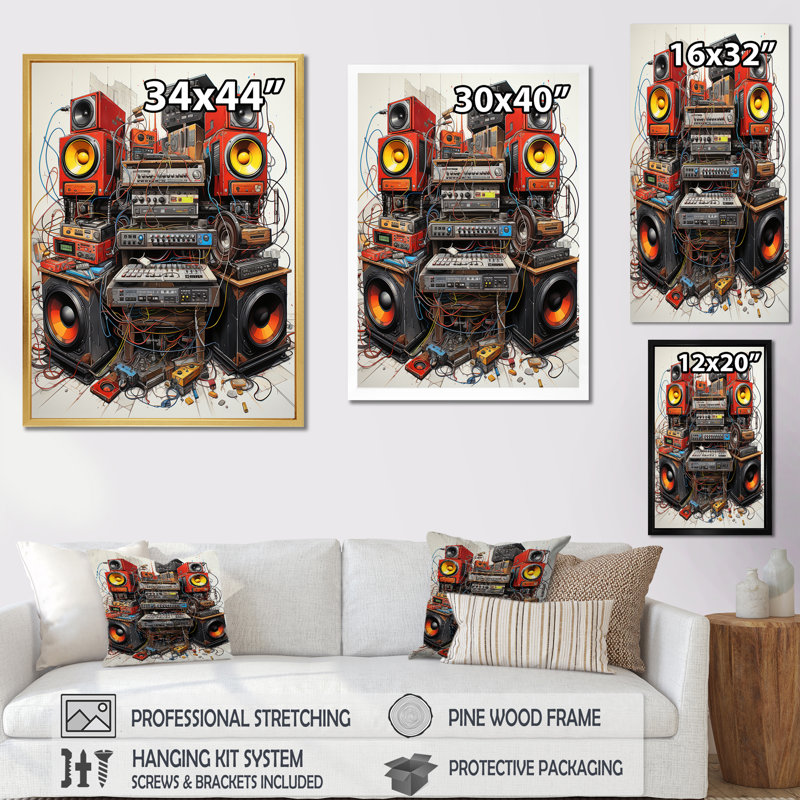 Schéma d'un plateau tournant sur toile, Cadre doré simple, H 32 po x l 24 po x P 1 po