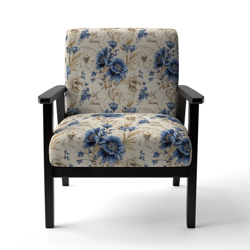 Chaise d'appoint florale Cobalt, Motif victorien délice de camée bleu de cobalt