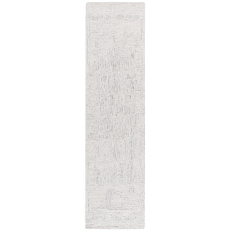 Ermalee Ebony Hand Tufted Wool Abstract Rug, Runner 2'3" x 9'