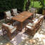 Ensemble de salle à manger de patio 7 pièces 7 pièces Ensemble de mobilier d'extérieur élégant avec coussins amovibles pour patio, cour arrière, bois naturel et coussin brun clair
