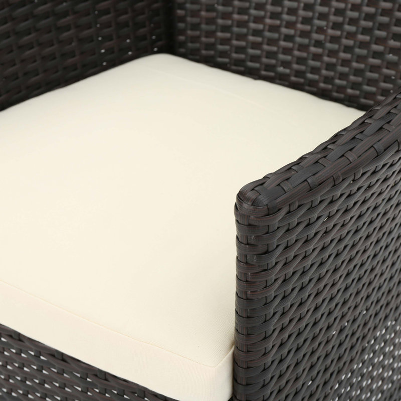 Chaise de patio avec coussin Alfiero, Structure aux teintes de brun / coussin beige, Brun