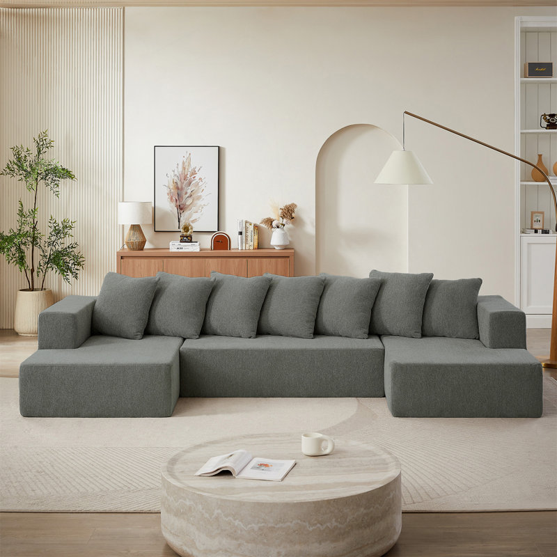 Ensemble de canapé modulaire en U, canapé modulaire de style minimaliste avec un confort moelleux et une disposition polyvalente