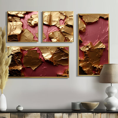 Submission Of Significance Vintage II - Abstract Painting Oversized Wall Art 4 Pieces