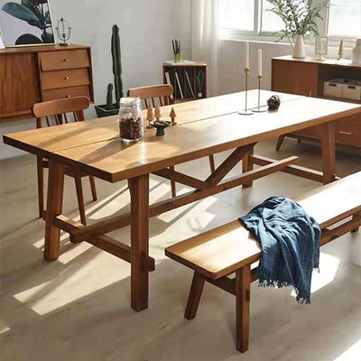 Modern Burlywood Rectangular Solid Wood Dining Table