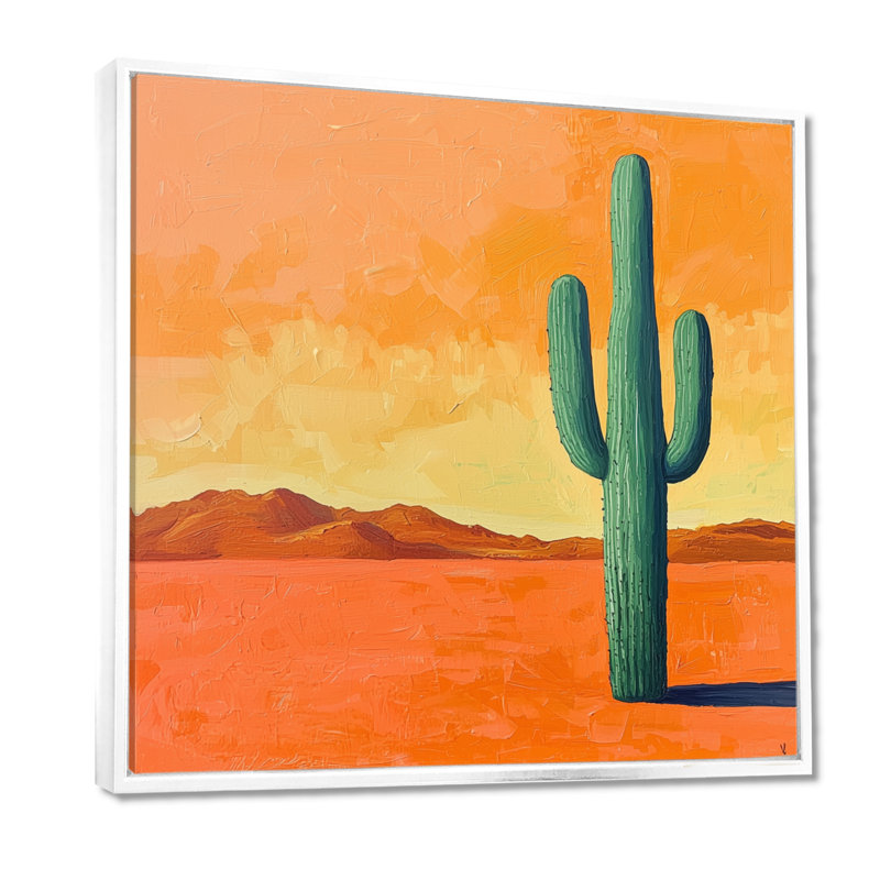 Marbod, cactus dans le désert, lueur II - cactus, art mural, H 30 po x l 30 po, Impression encadrée flottante, Blanc