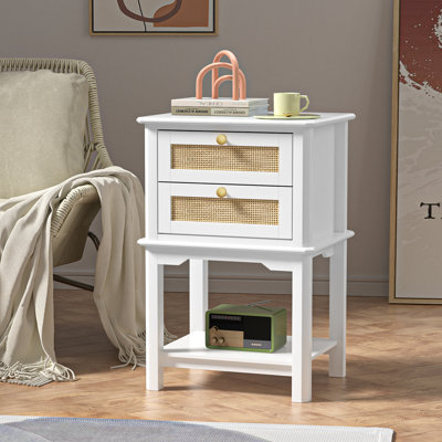 Ariyona 28"H Nightstand White bed table with 2 Drawers for Living Room