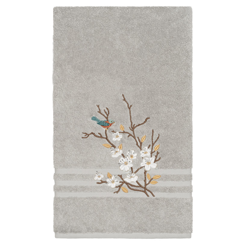 Spring Time Turkish Cotton Midweight Bath Towel, Light Gray