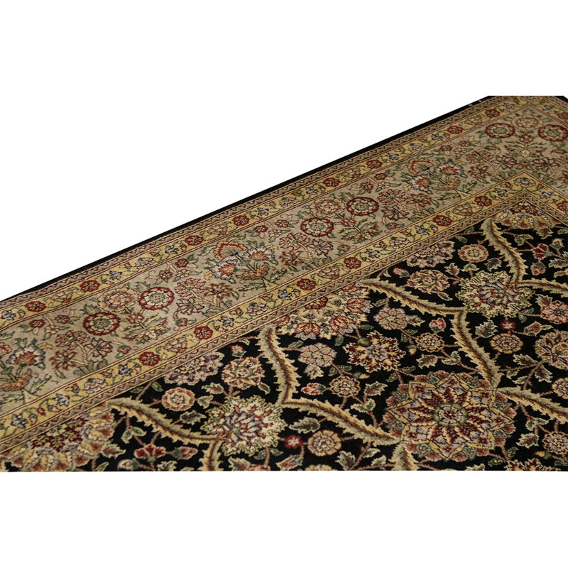 Wool Oriental Area Rug in Black/Yellow/Red