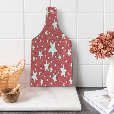 Ambesonne Coral Tempered Glass Cutting Board Big Small Vibrant Stars Coral Red White