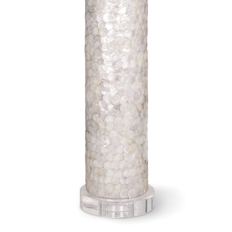 Natural Capiz Table Lamp with White Satin Shade