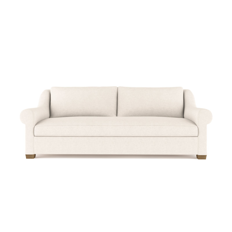 Thompson Rolled Slope-Arm Sofa, 32" H x 84" W x 46" D, Plush Velvet Alabaster, Ebony