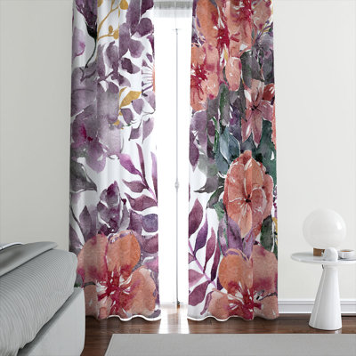 Panneau de rideau floral semi-transparent