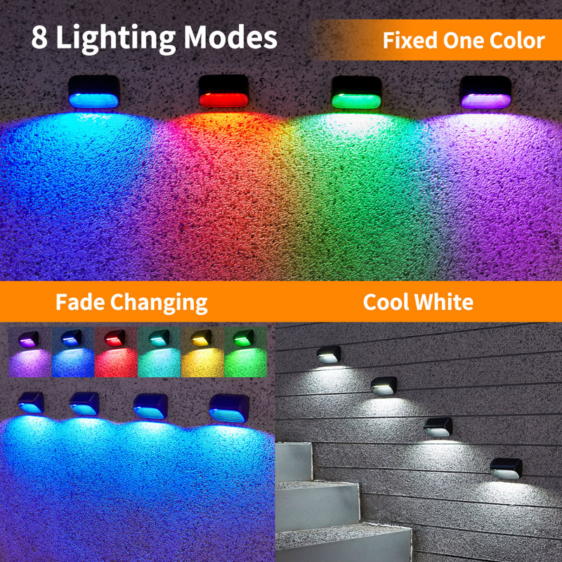 Multicolor Low Voltage Solar Powered LED Step Light Kit