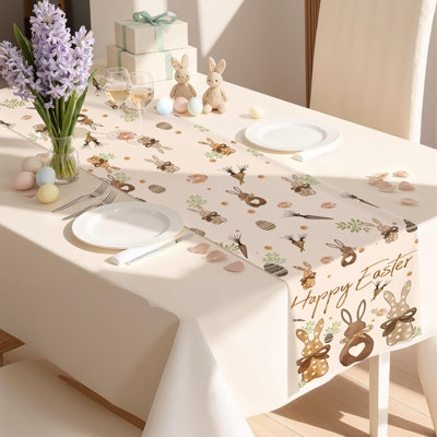 Easter Decorations - Bunny Egg Table Runner | Easter Party Decorations Favors Supplies for Table Decor Backdrop Banner Indoor Outdoor Home