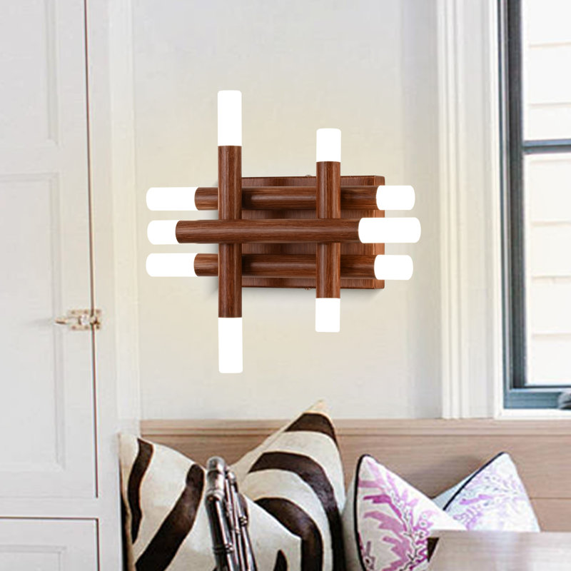 Applique murale en bois foncé de 13 pouces avec DEL intégrée, changement de couleur et télécommande à intensité variable