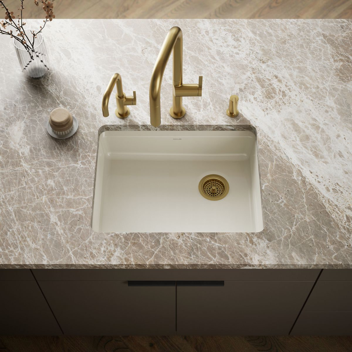 Riverby 25" Undermount Single Bowl Sink, Biscuit