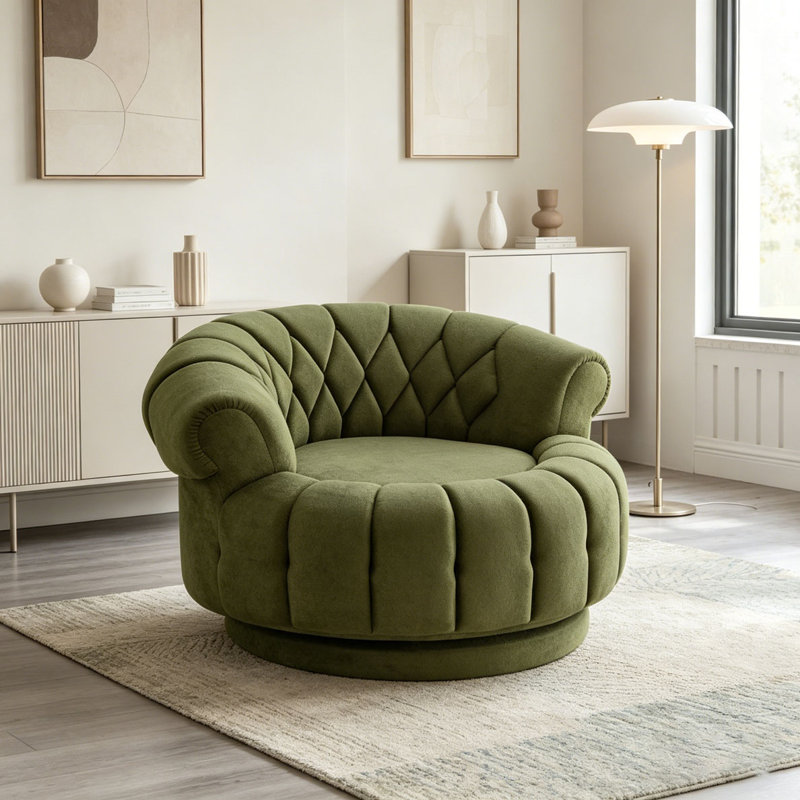 Fauteuil d'appoint pivotant, Chenille verte