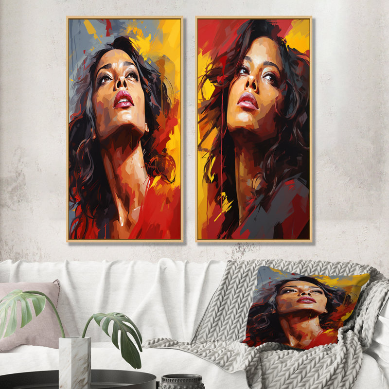 Ensemble de salon bourgogne bordeaux Pop Art Portrait - Celebrity Wall Art, Encadrement brun, H 32 po x l 33 po