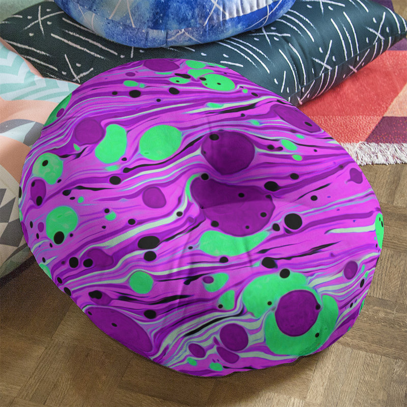 Coussin de plancher tourbillons, 26 po x 26 po, Mauve / Vert