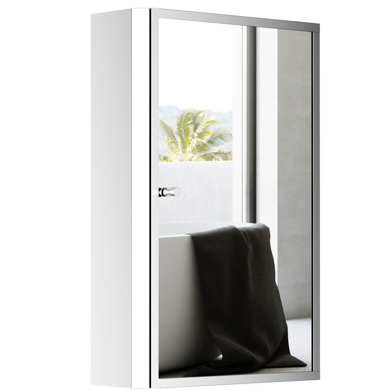 HOMCOM Bathroom Mirrored Cabinet