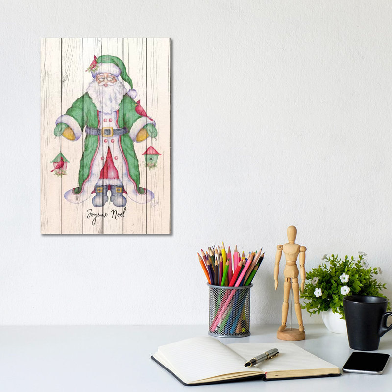 Santa And Cardinal II by Andi Metz - Wrapped Canvas Painting, 20.32 cm H x 30.48 cm W