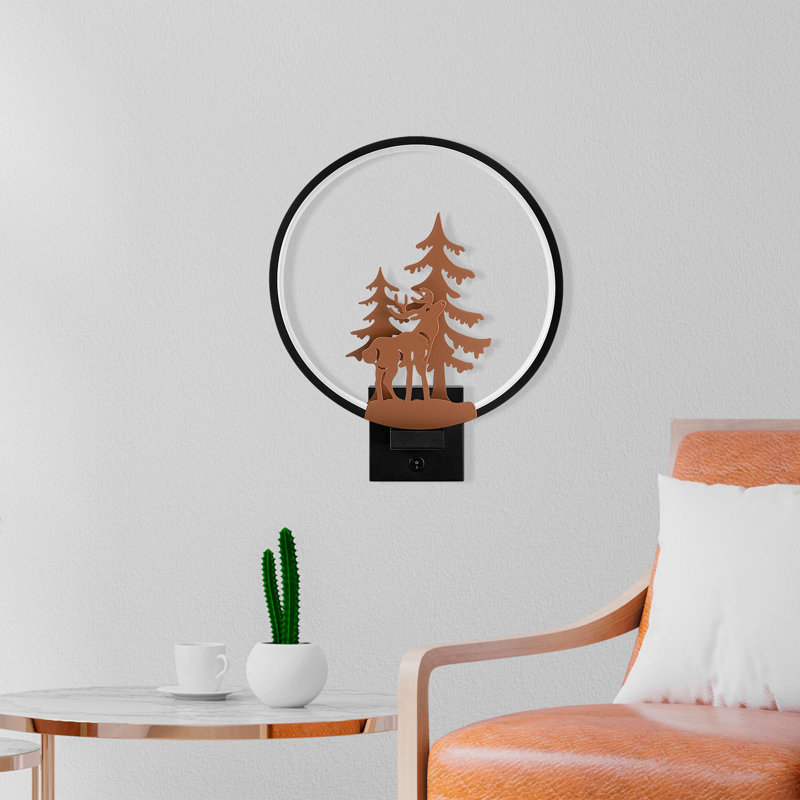 Stylish Wall Lamp, Black & Copper, 11.8 x 14.2 x 3.9 inches | 100% Metal Construction, IP 44 Rated, Max 12W | 6.3 x 6.3 x 1.6 inches Base Plate, 78.7 inches Cable | On/Off Switch, Perfect for Glam & Nature-Inspired Décor