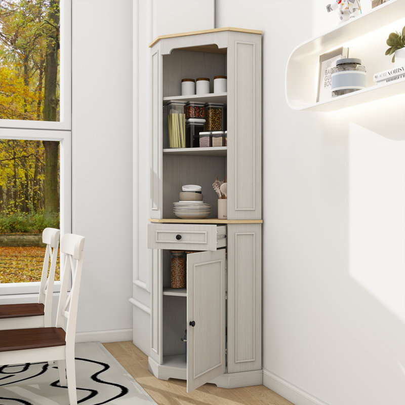 Freestanding Corner Storage Cabinet With 1 Door