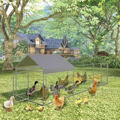 Large Metal Chicken Coop Chicken Run With Cover, Portable Poultry Cage Walk In Hen House, Outdoor Backyard Farm Animal Enclosure Crate Pet Playpen Exercise Pen For Rabbit Duck 40" X 40"