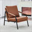 Chaise d'appoint moderne en similicuir avec structure en métal noir robuste-131539470