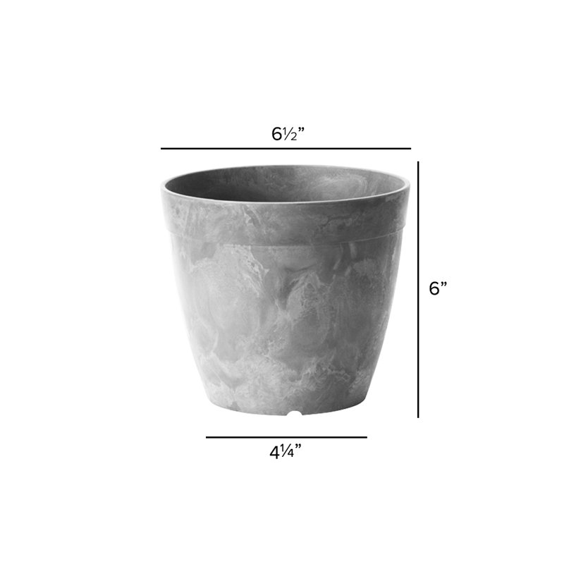 Nashville Pot Planter, Gray, 6" H x 6.5" W x 6.5" D