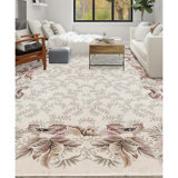Hand-Knotted High-Quality Ivory and Ivory Square Area Rug